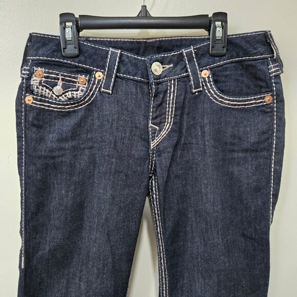 True Religion Dark Wash Boot Cut Denim Jeans Size 28 - Picture 2 of 16